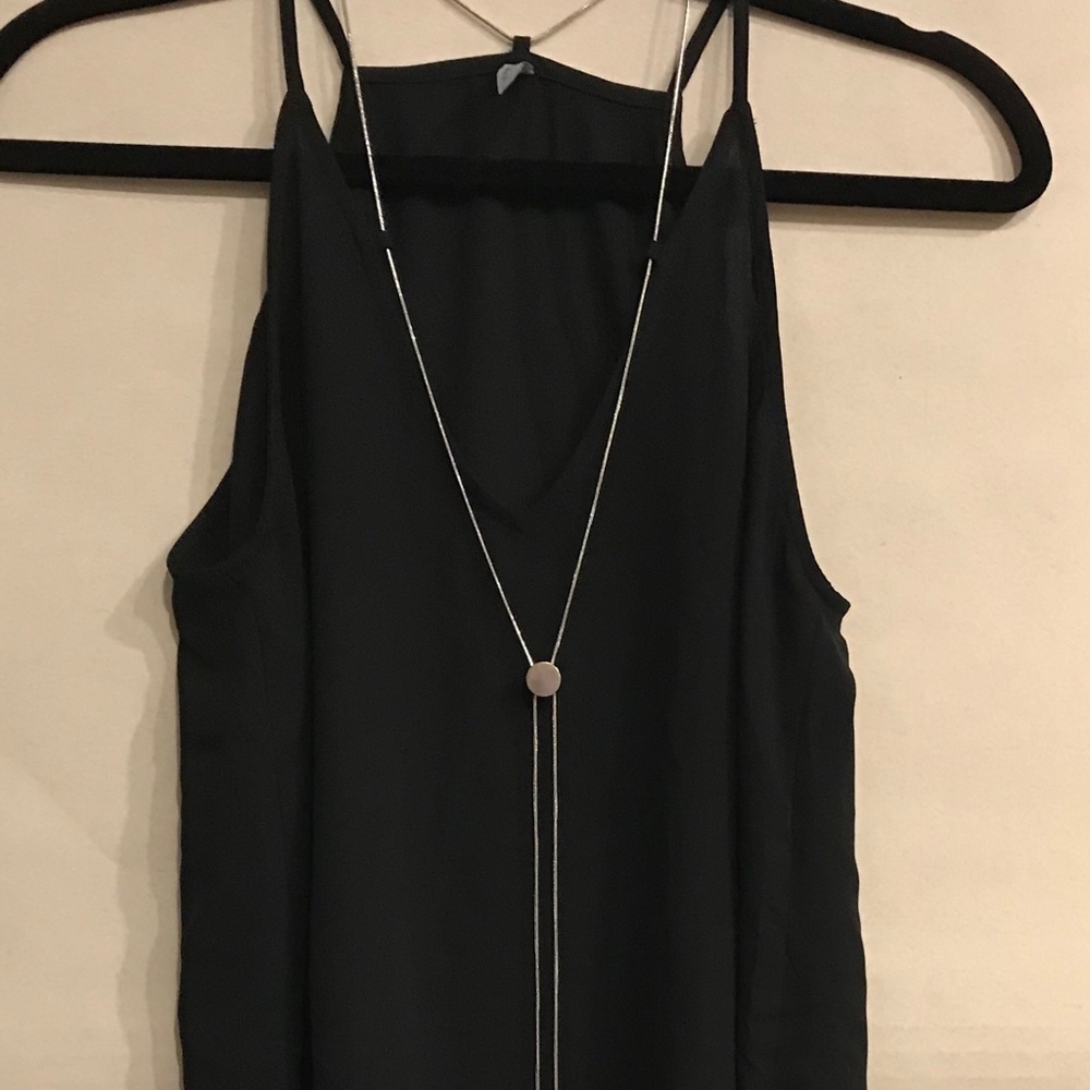 Racerback Cami with Silver Adjustable Necklace